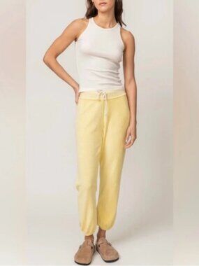 Womens Perfectwhitetee Yellow (Item- 131) Terrycloth Drawstring Jogger Pants XS